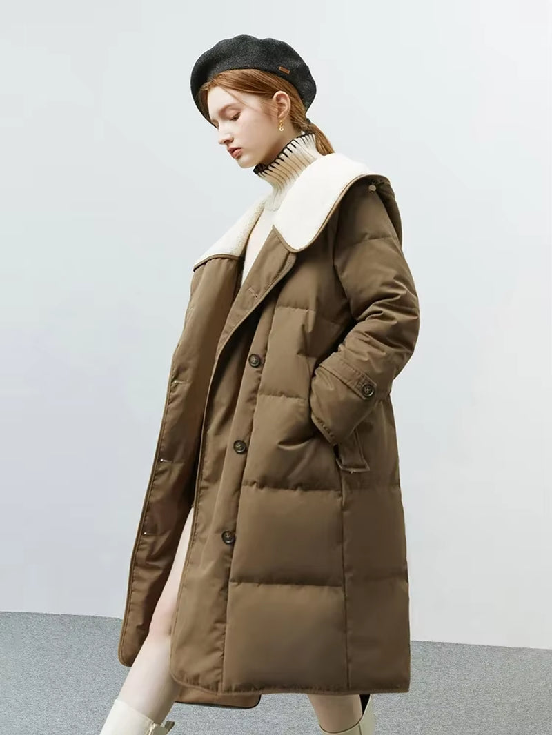 FSLE Hooded Imitation Lamb Wool down Jacket