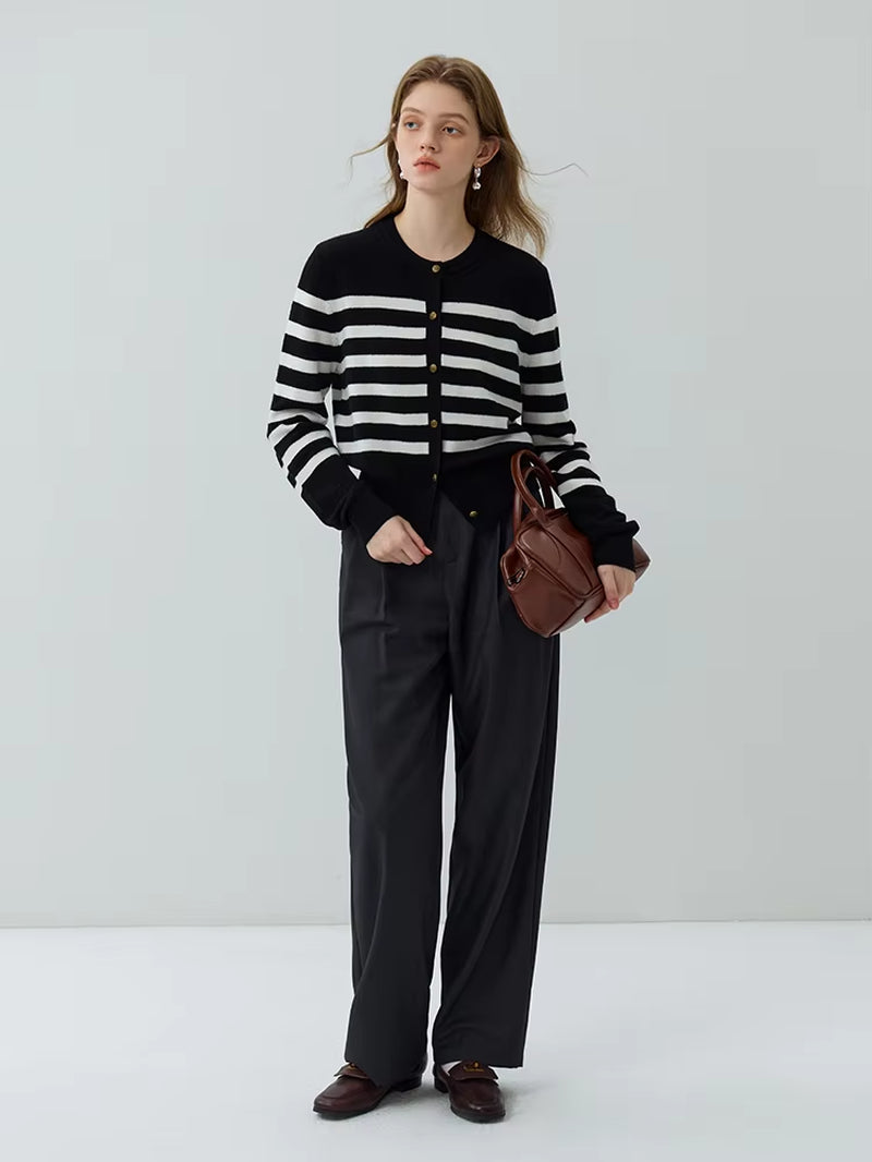 FSLE Classic Casual Striped Round Neck Sweater