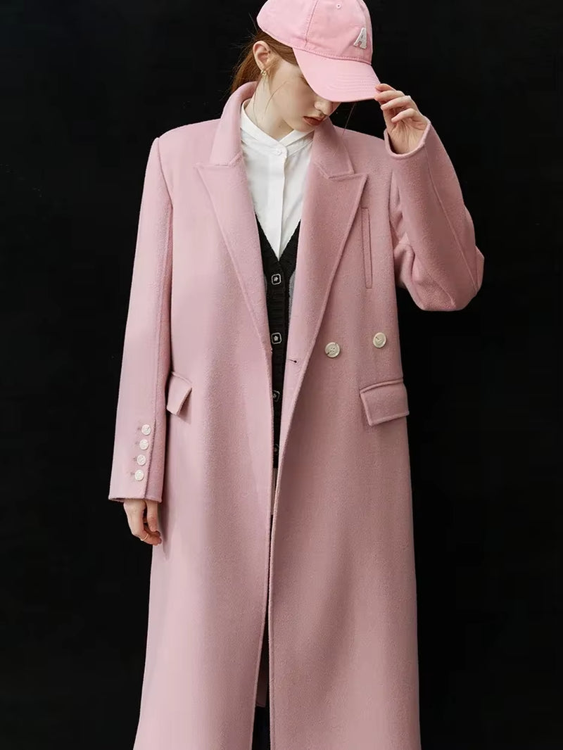 FSLE Classic Style Suit Collar Woolen Coat