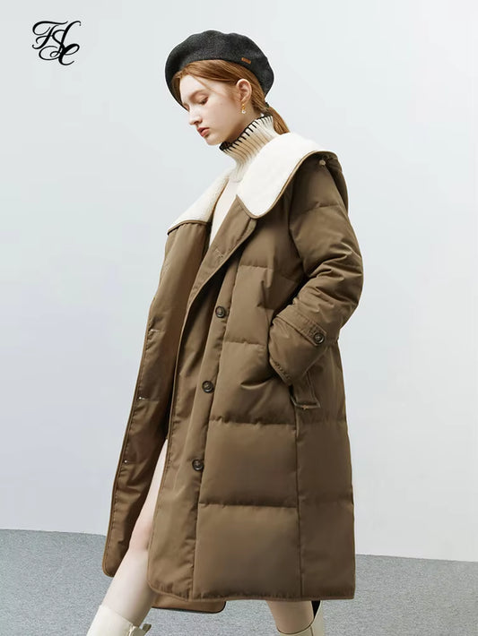 FSLE Hooded Imitation Lamb Wool down Jacket