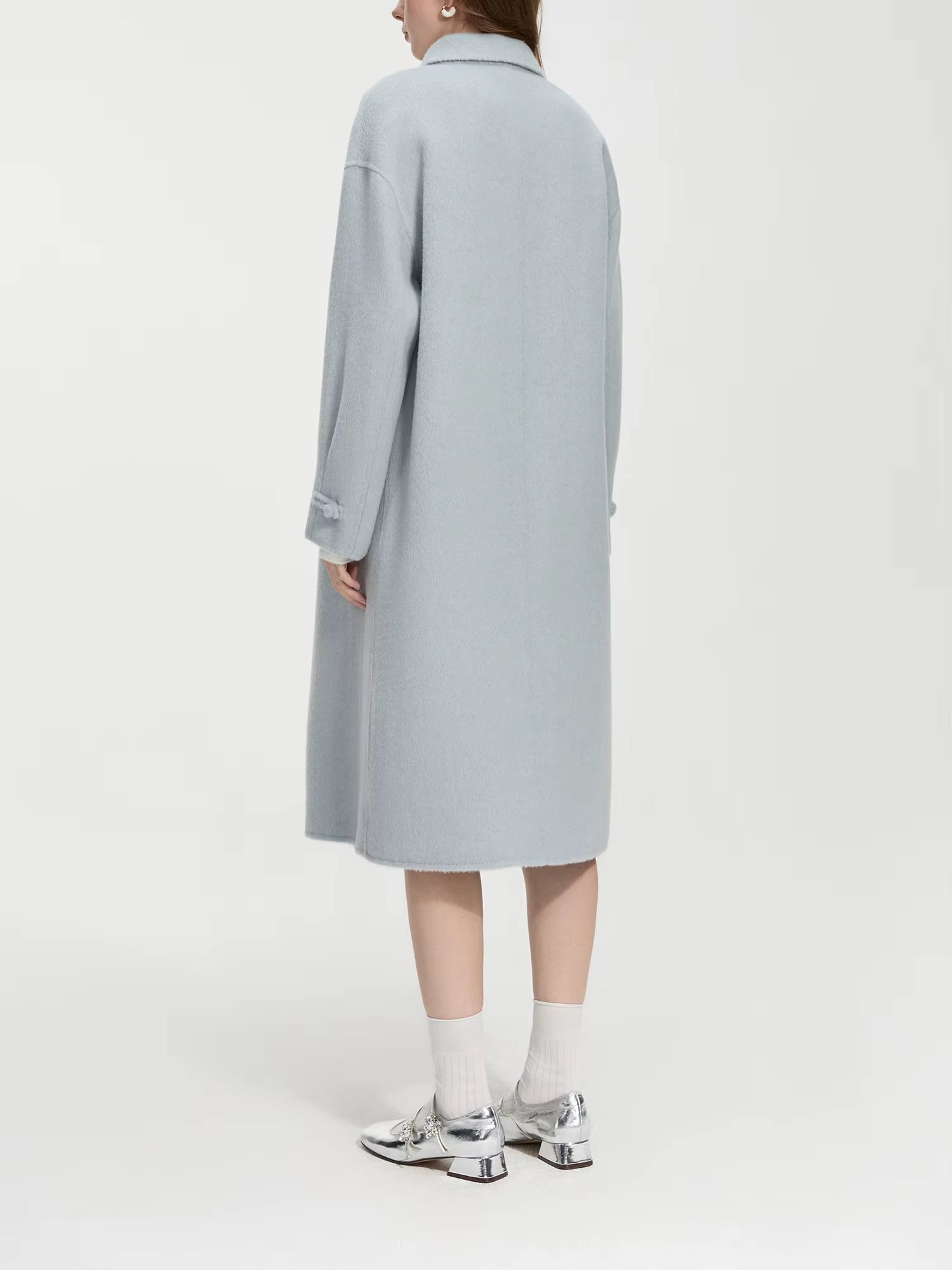 Wool Long Coat New Chinese Style Polo Neck