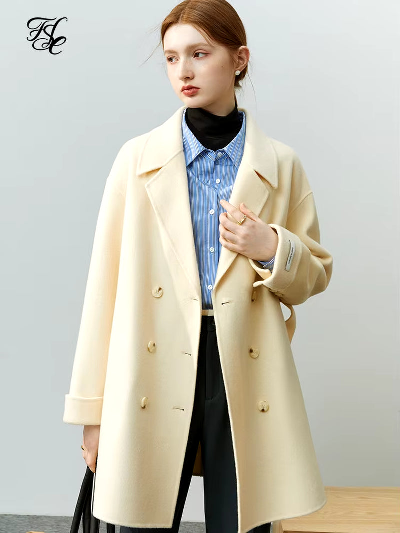 FSLE Double-Sided Woolen Coat Mid-Length