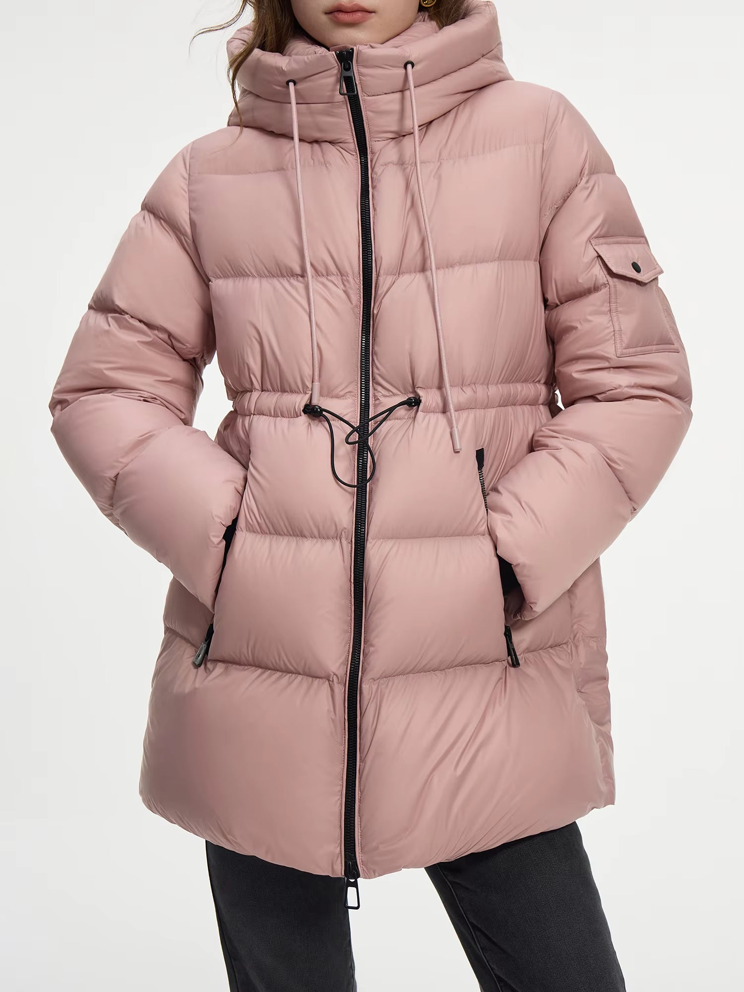 FSLE Winter down Coat One Hand Length Casual Style Hooded 