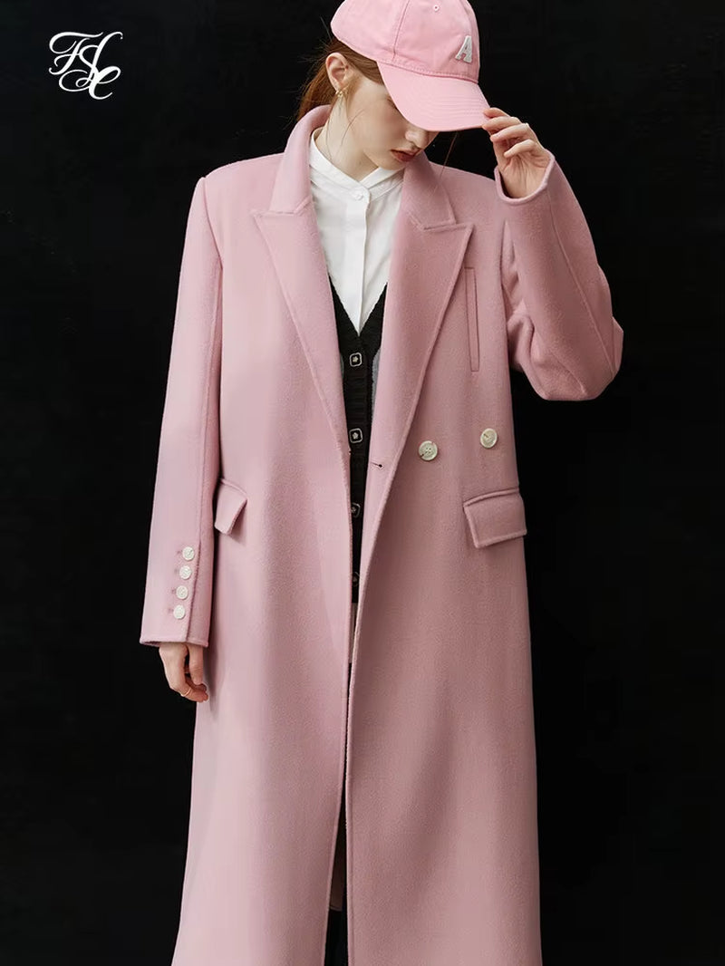 FSLE Classic Style Suit Collar Woolen Coat