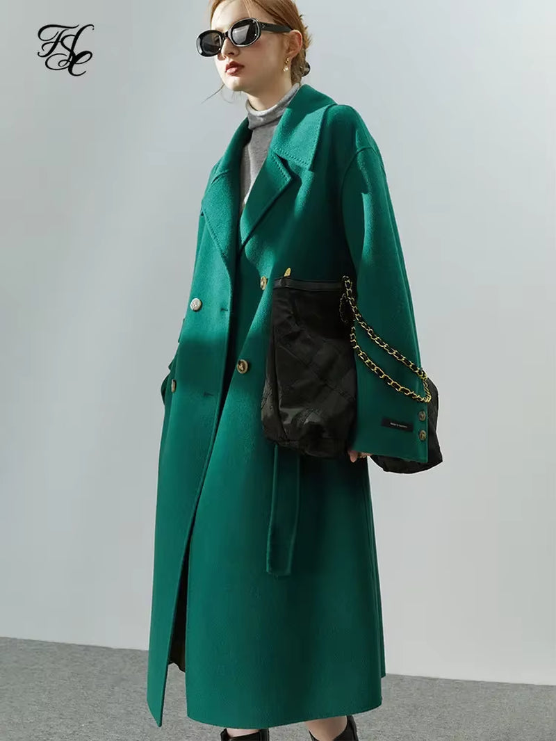 FSLE  Large Lapel Double-Sided Woolen Coat 