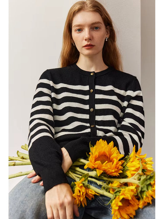 FSLE Classic Casual Striped Round Neck Sweater