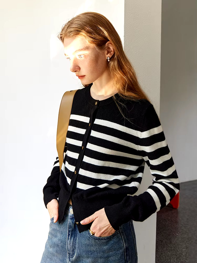 FSLE Classic Casual Striped Round Neck Sweater