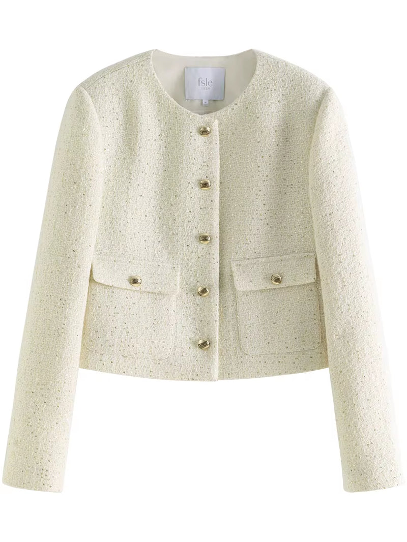 FSLE Short Style Small Wool Texture Kashmiri Jacket