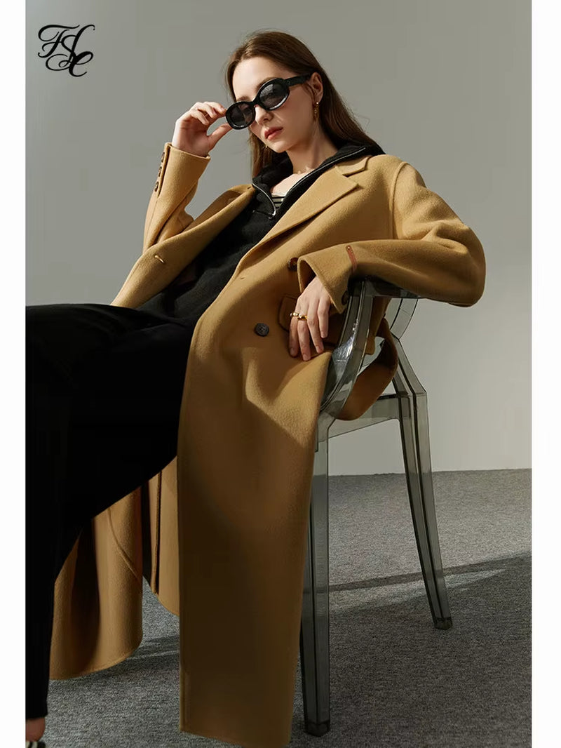 FSLE Classic Suit Collar Double-Sided Cashmere Coat