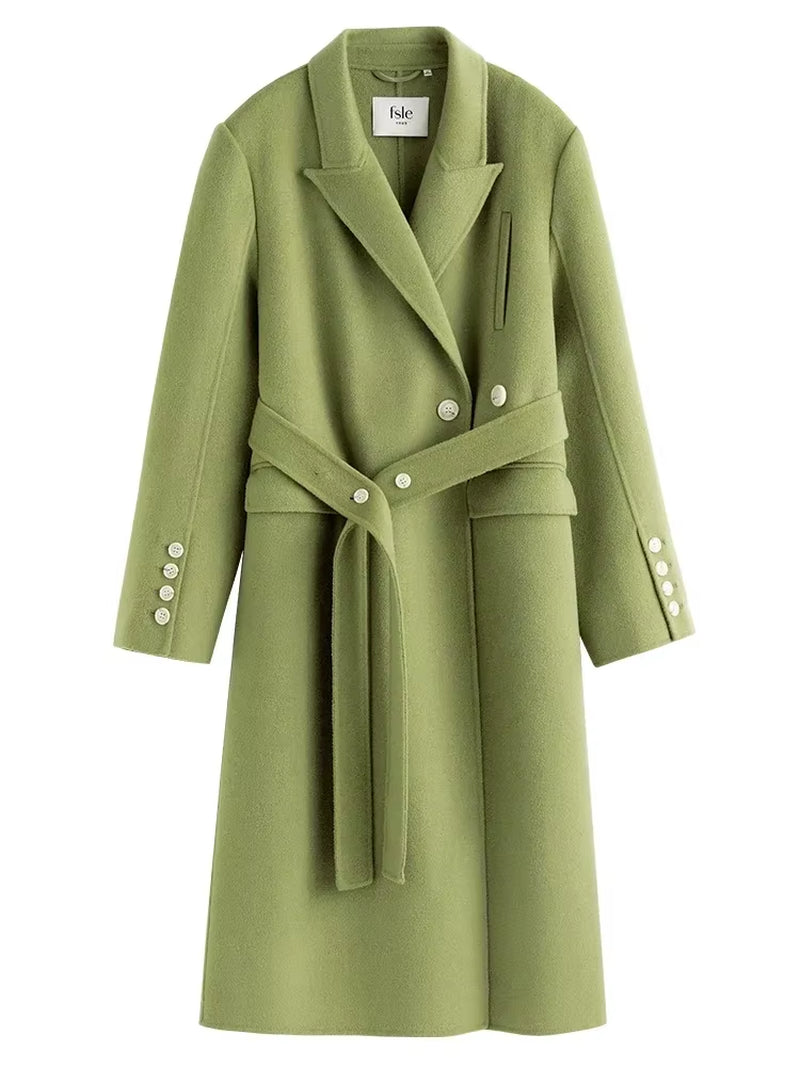 FSLE Classic Style Suit Collar Woolen Coat