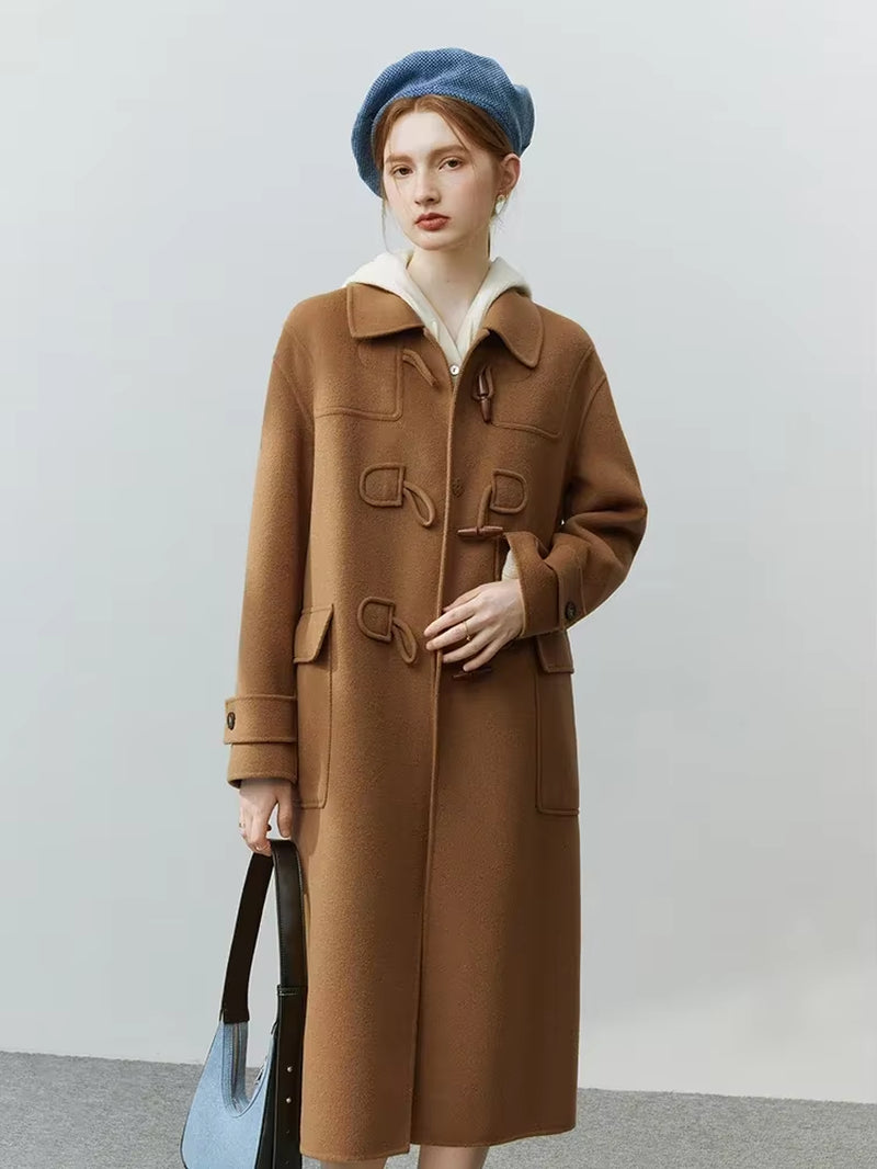 FSLE Double-Sided Woolen Horn Button Coat Polo Neck 