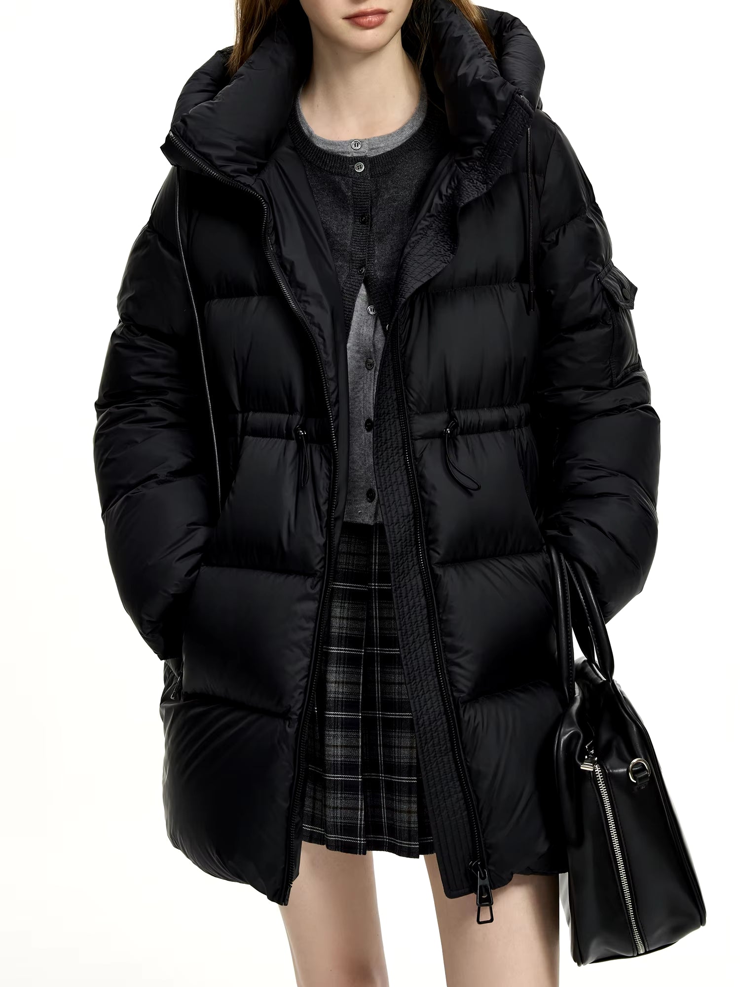 FSLE Winter down Coat One Hand Length Casual Style Hooded 