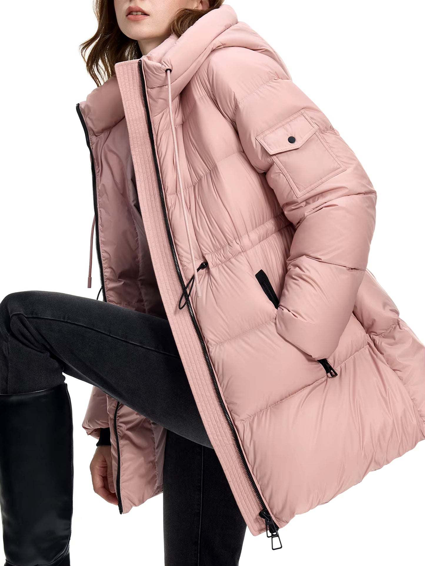 FSLE Winter down Coat One Hand Length Casual Style Hooded 