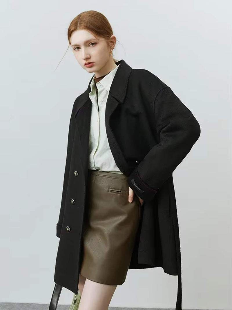 FSLE Double-Sided Woolen Coat Mid-Length