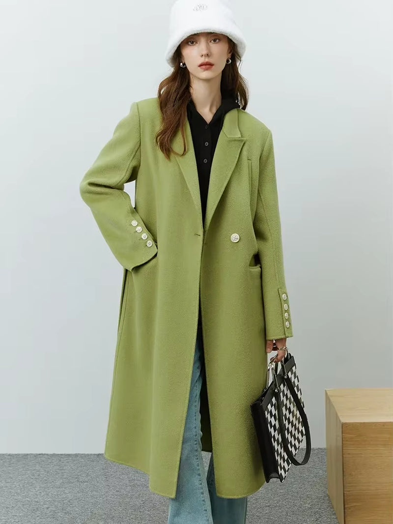 FSLE Classic Style Suit Collar Woolen Coat