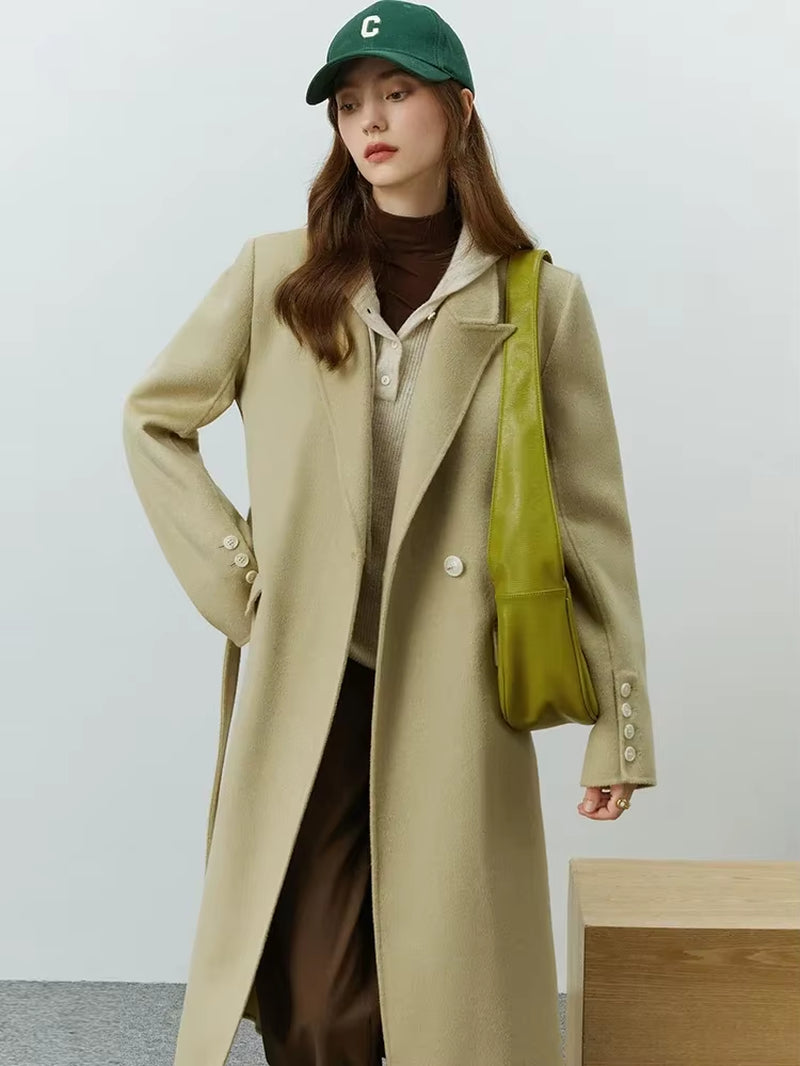 FSLE Classic Style Suit Collar Woolen Coat